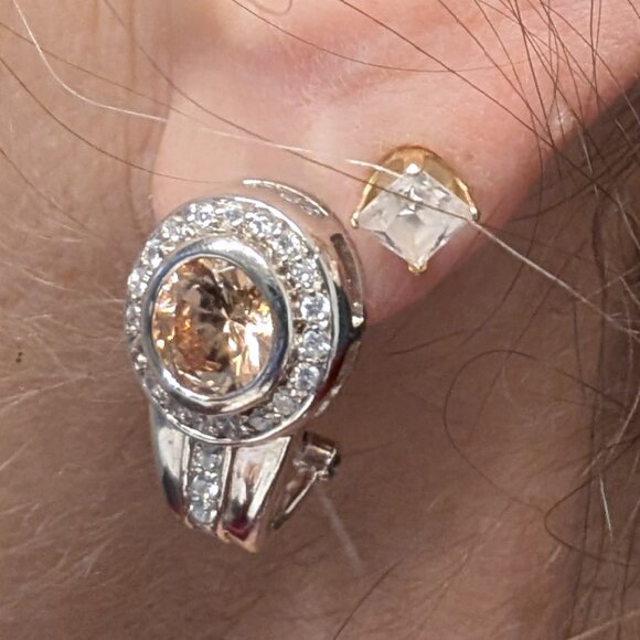 Sterling Silver Peach topaz earrings and pendant - Picture 4 of 8